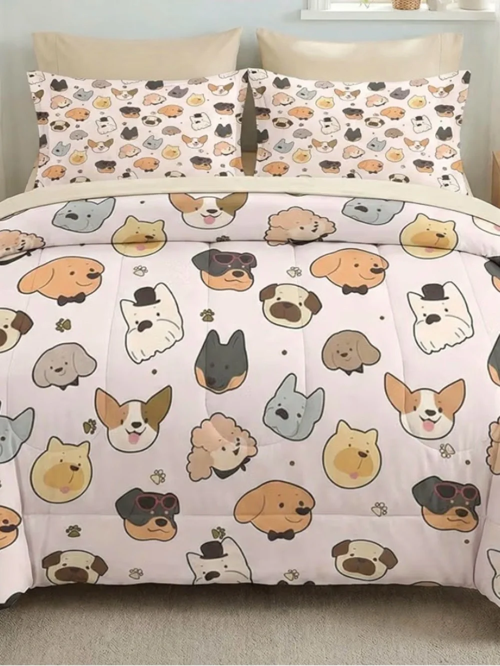 New Nesker Cartoon Dog Comforter Set - Pink 2 sets $30 each set